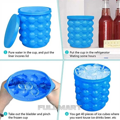 Форма для заморозки льда Ice Cube Maker с крышкой синяя